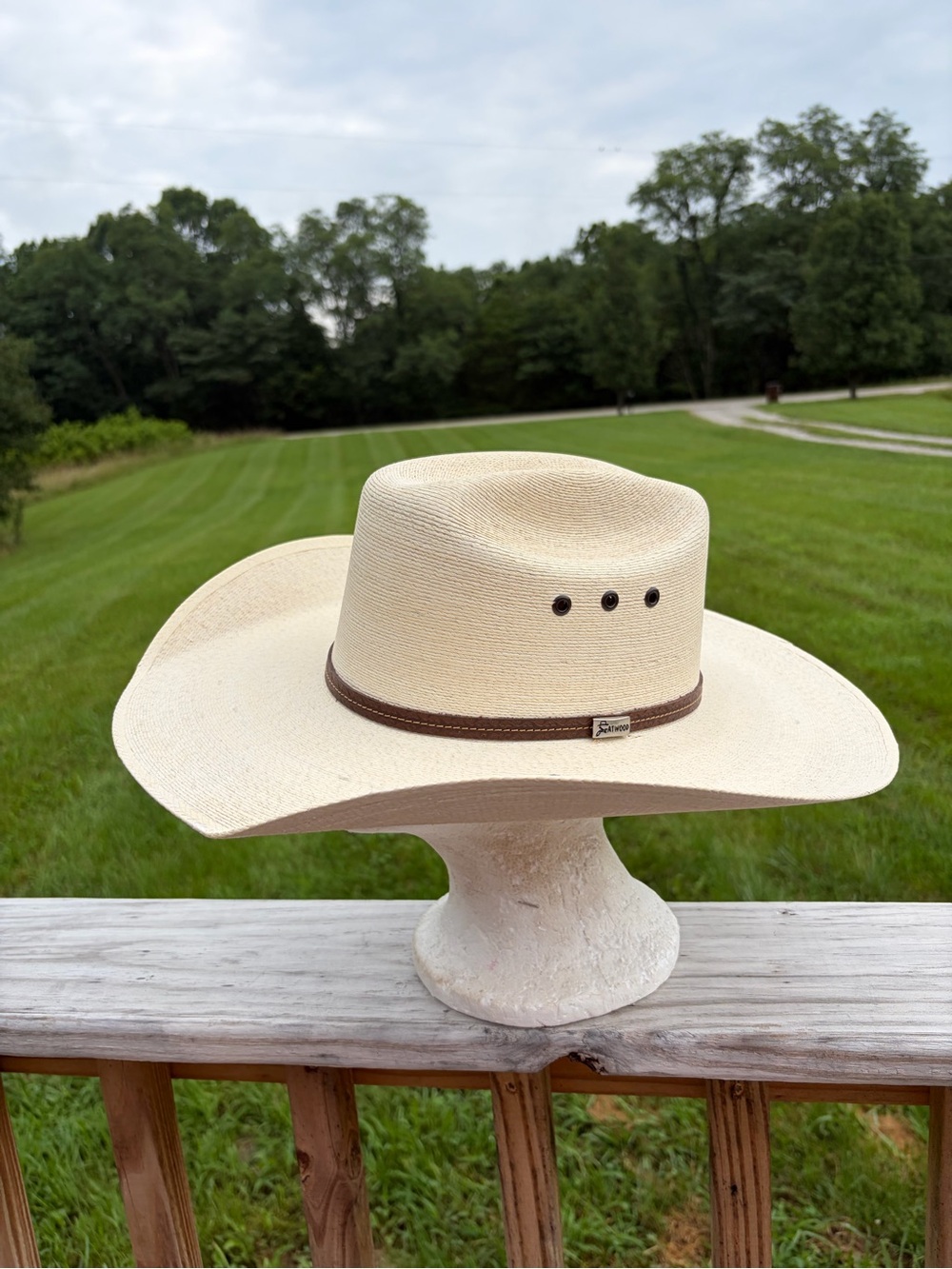 Atwood 7X Palm Leaf Cowboy Hat - Maverick Light Tan Grommets Long Oval